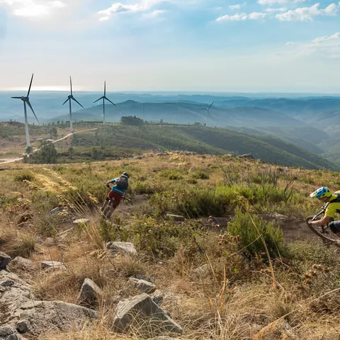Mountain biker on a trail in the Algarve hills
